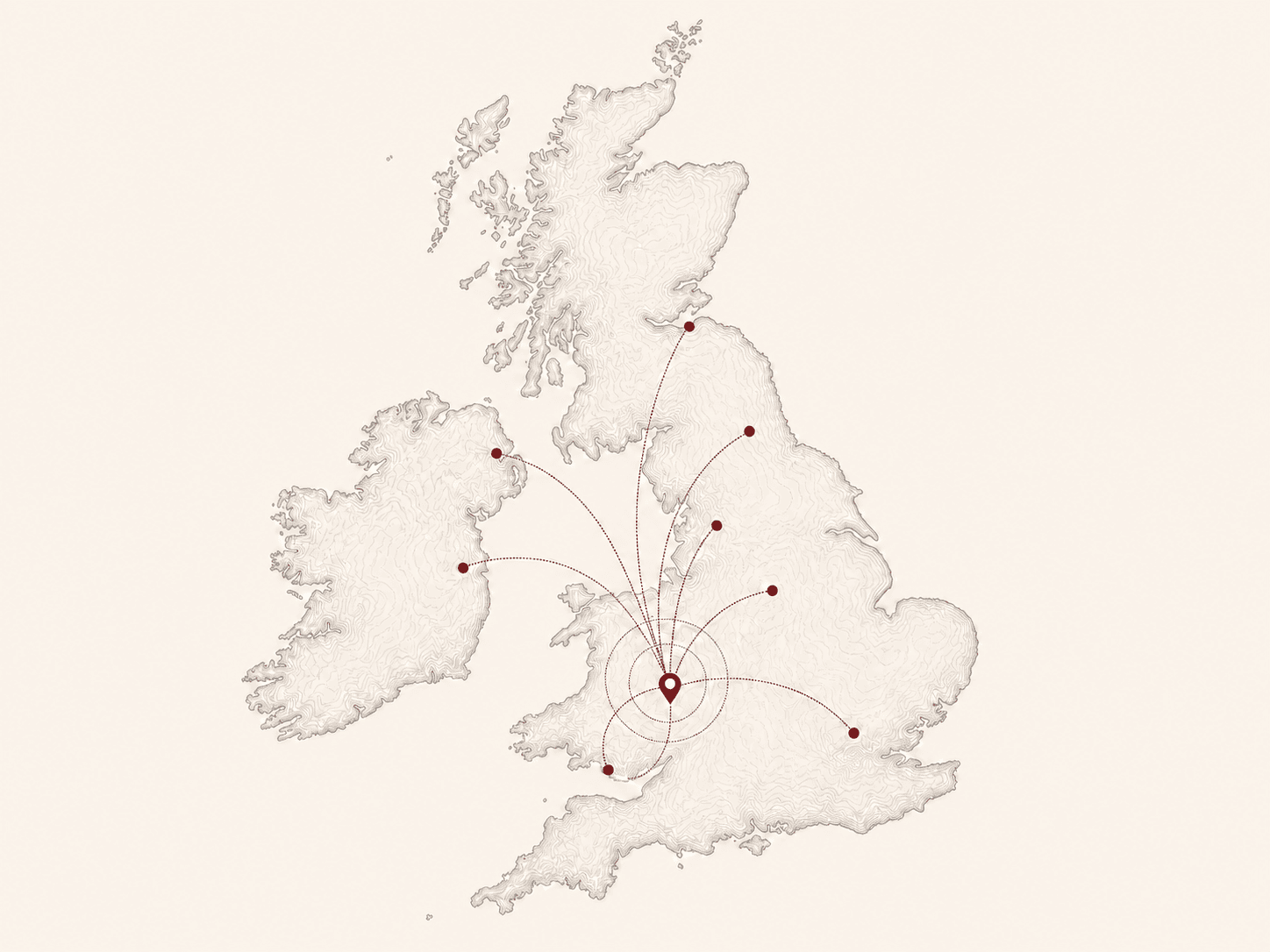 Illustrated map showing Digital Bull's Hereford base and UK-wide reach